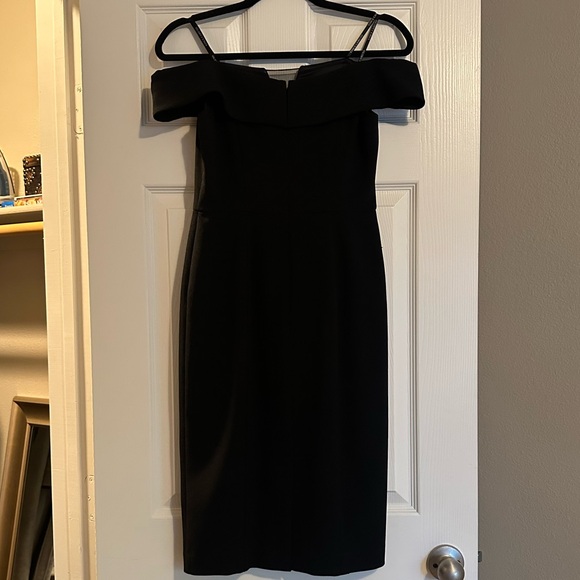 Vince Camuto black off shoulder midi sheath dress 2 - Picture 7 of 7